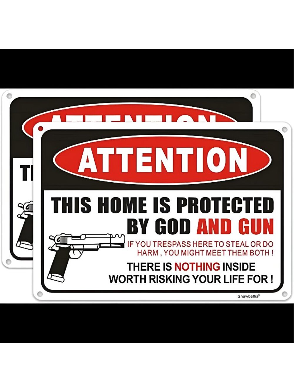 2 Pack Gun Signs This Home is Protected By GOD and Gun Rust Free Aluminum10"x 7"